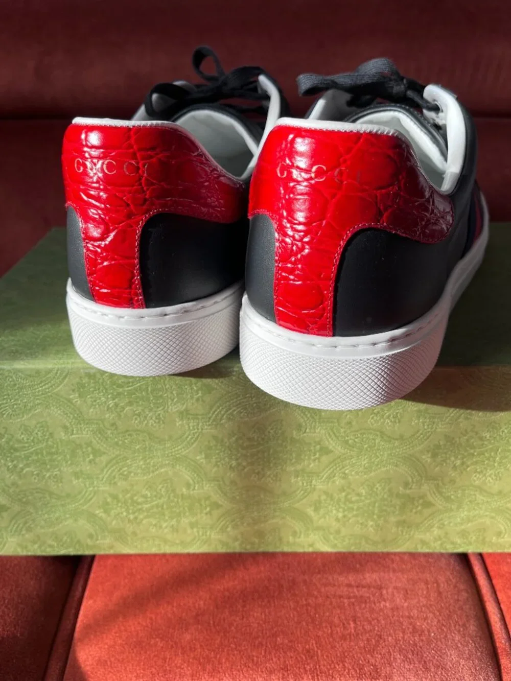 New Gucci Ace web-trim Leather Sneakers Men's Size US11.5 / UK11